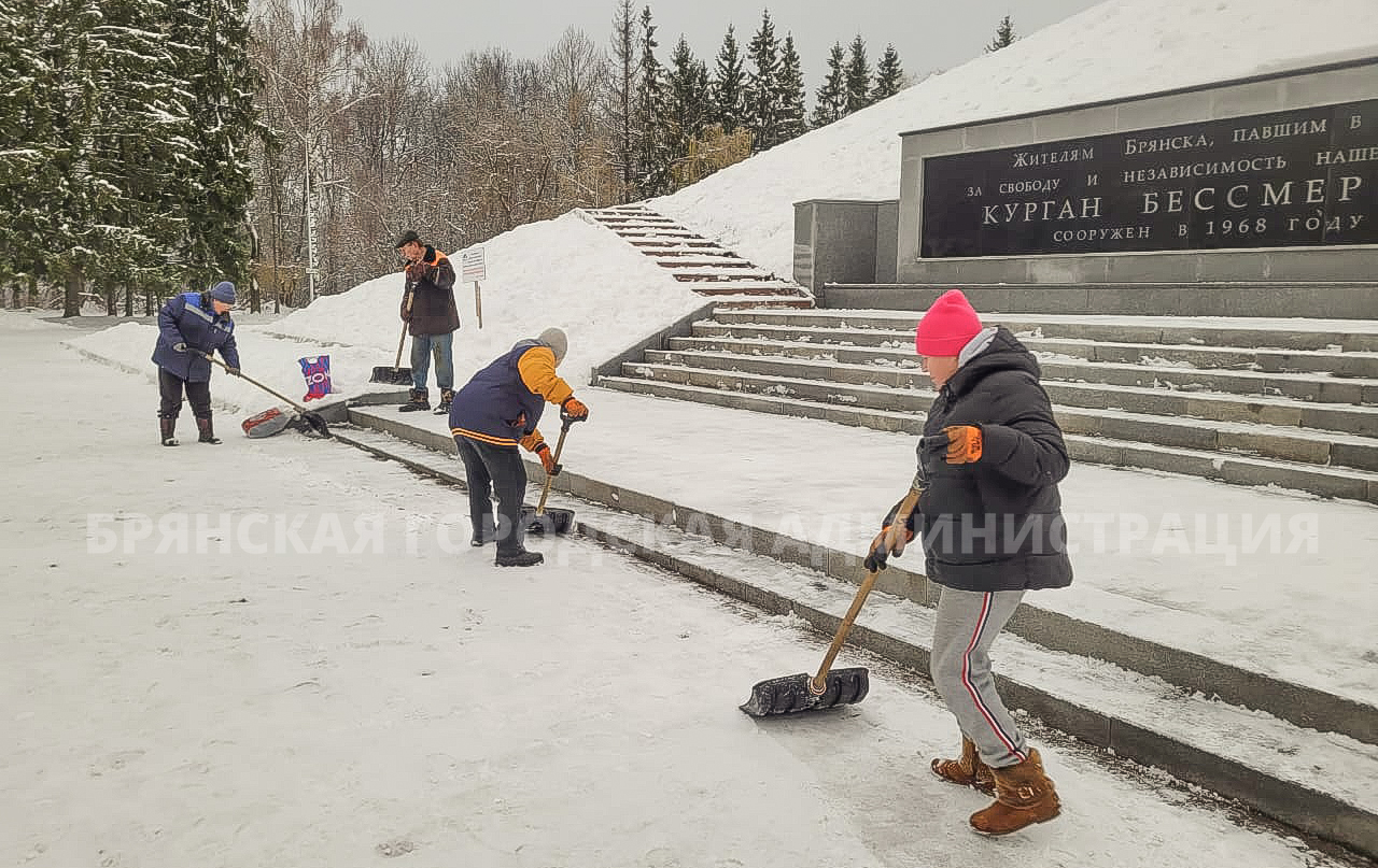 В Брянске 54 единицы транспорта работали на уборке снега и обработки дорого от гололедицы